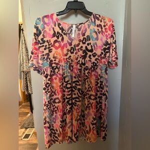 NWOT Dear Scarlett colorful leopard M mini Dress!